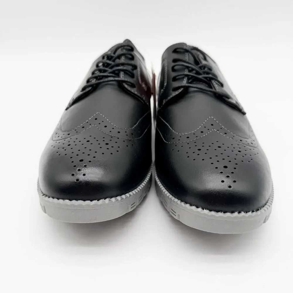 Deer Stags Corvallis Wingtip Oxford Dress Shoes Comfort Sole Black Gray 9.5 NEW